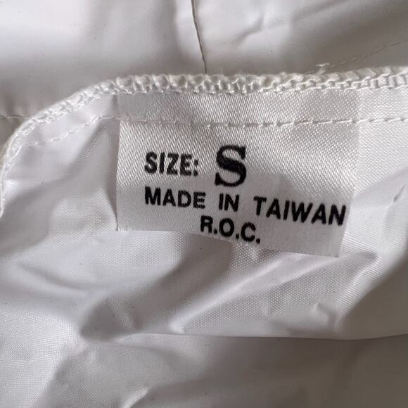 Vintage 80s Shell Aeroshell Jacket S | White PVC Hooded Packable Rain Jacket NOS - Picture 7 of 8